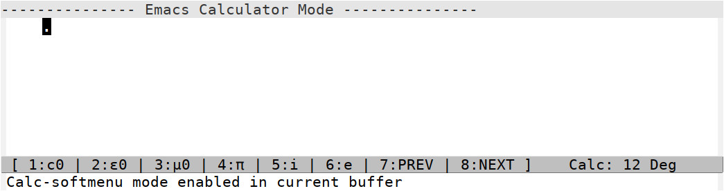 Calc: Loading Softmenu Mode; Empty Menu