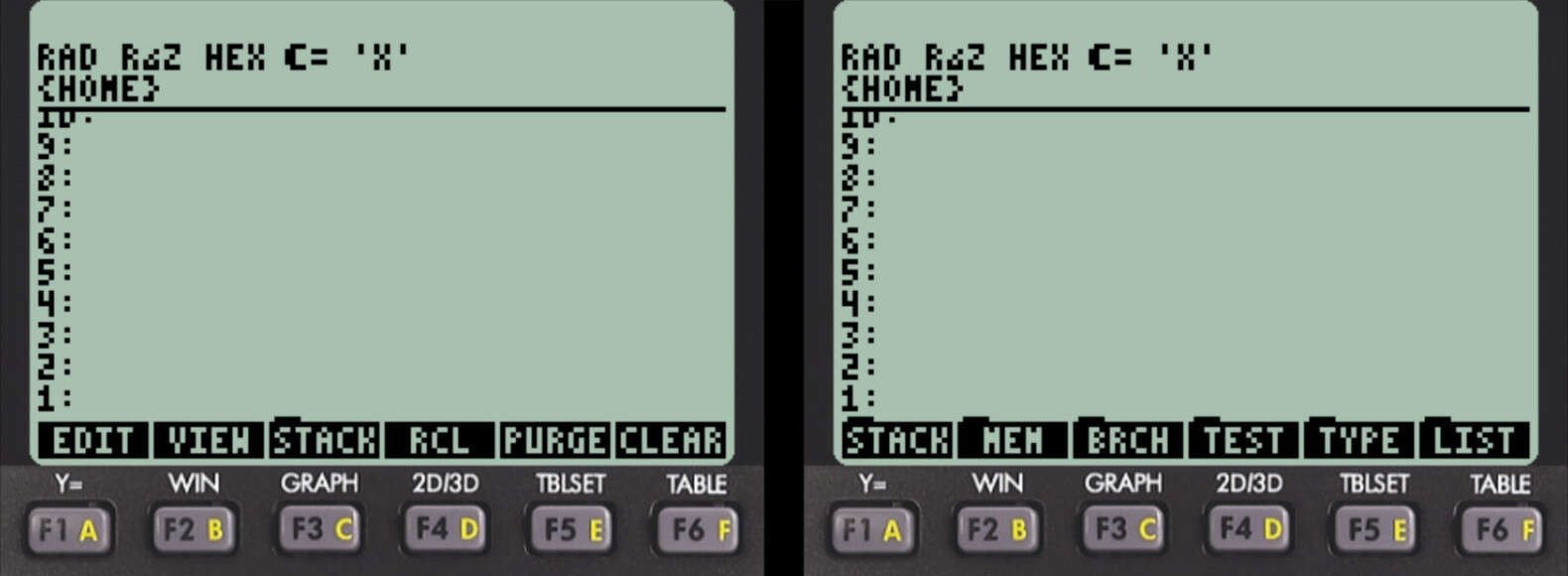 HP50g: Standard TOOL and PRG Menus